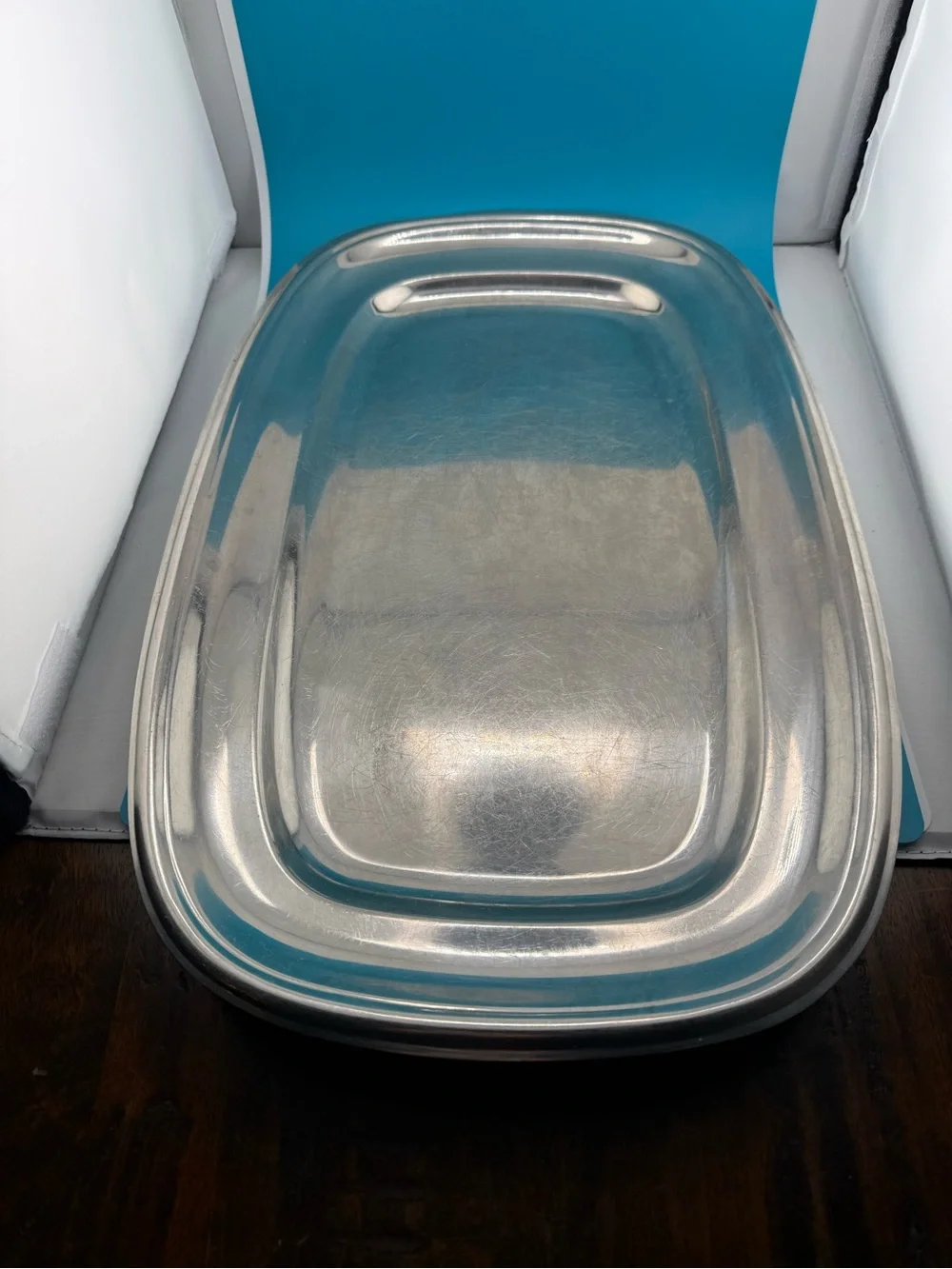 Vintage Large Stainless Steel Serving Tray 18” x 12”